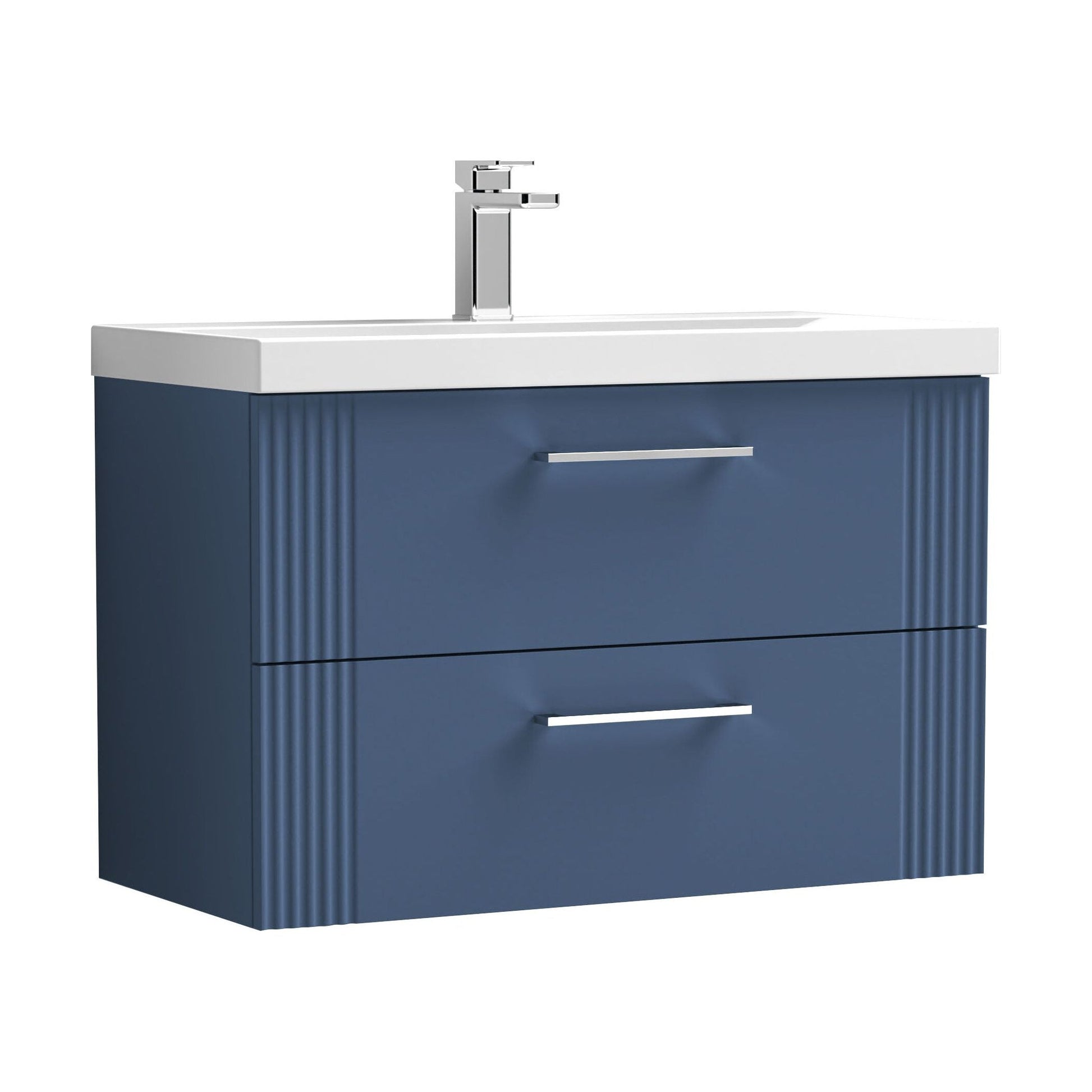 [BFPF395A] Belvide Partial Fluted 2 Drawer Wall Hung Vanity Unit with Mid-Edge 1 Tap Hole Ceramic Basin - Cutout