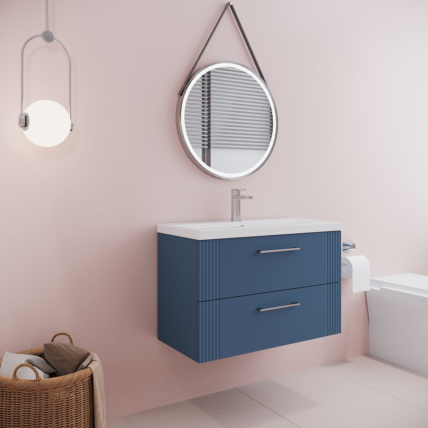 [BFPF395A] Belvide Partial Fluted 2 Drawer Wall Hung Vanity Unit with Mid-Edge 1 Tap Hole Ceramic Basin - Lifestyle 3