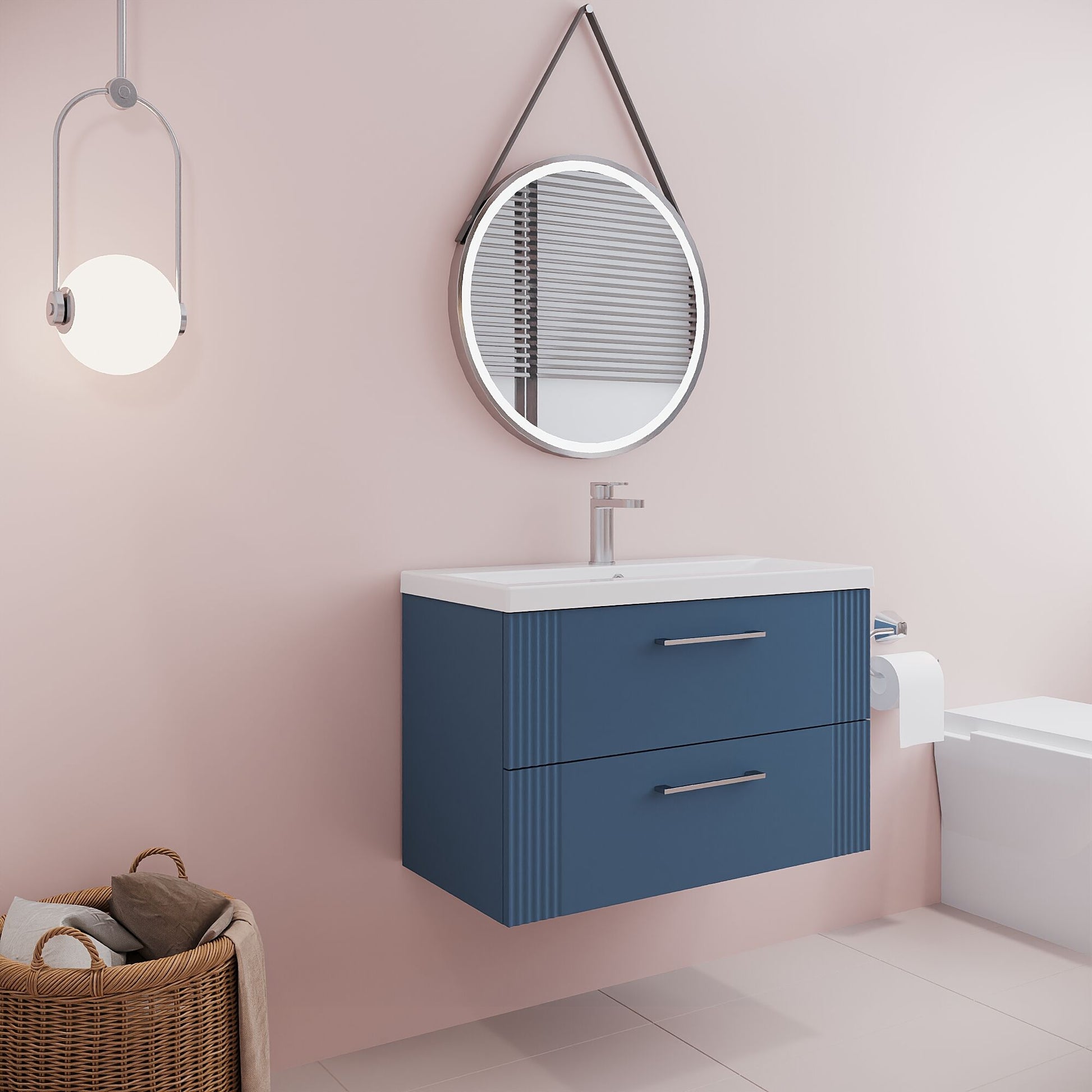 [BFPF395A] Belvide Partial Fluted 2 Drawer Wall Hung Vanity Unit with Mid-Edge 1 Tap Hole Ceramic Basin - Lifestyle 3