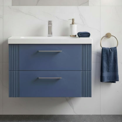 [BFPF395A] Belvide Partial Fluted 2 Drawer Wall Hung Vanity Unit with Mid-Edge 1 Tap Hole Ceramic Basin - Silo