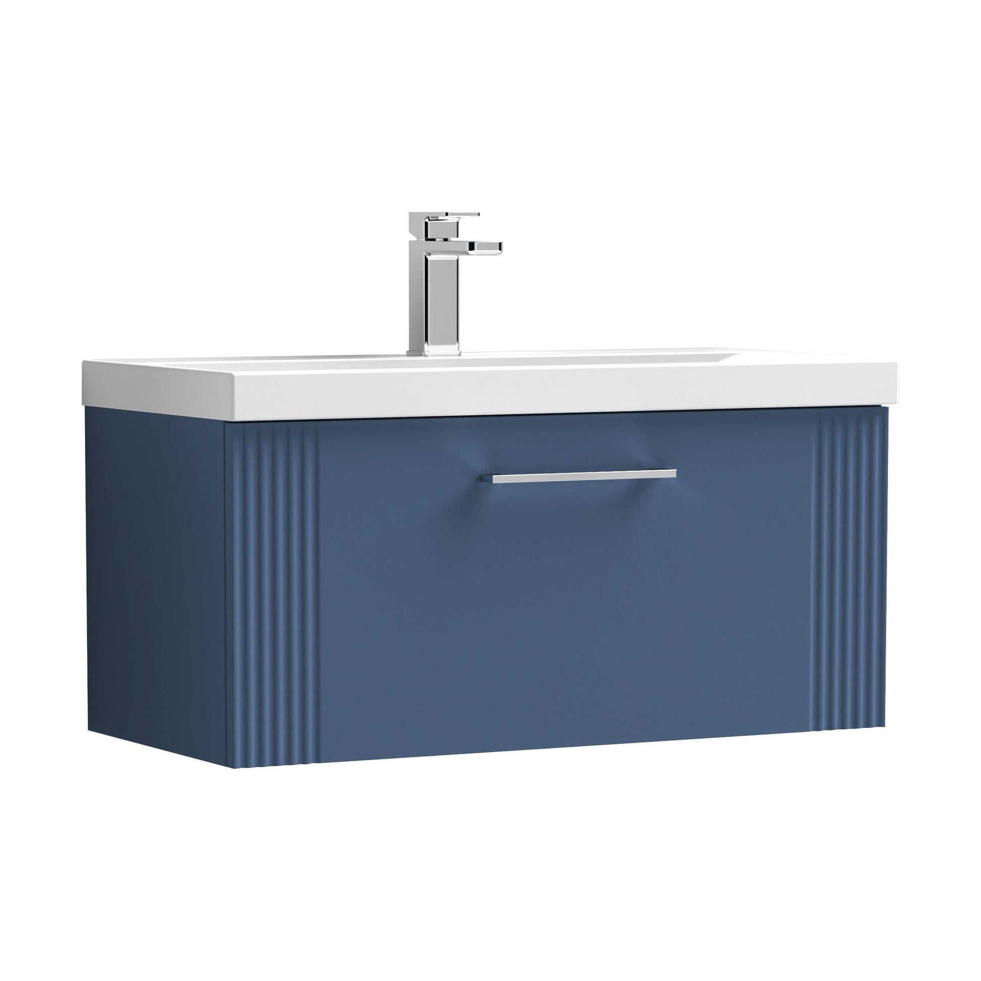[BFPF396A] Belvide Partial Fluted 1 Drawer Wall Hung Vanity Unit with Mid-Edge 1 Tap Hole Ceramic Basin - Cutout