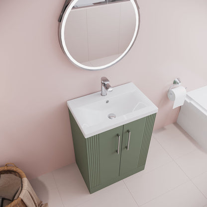 [BFPF825A] Belvide Partial Fluted 2 Door Floor Standing Vanity Unit with Mid-Edge 1 Tap Hole Ceramic Basin - Lifestyle 2