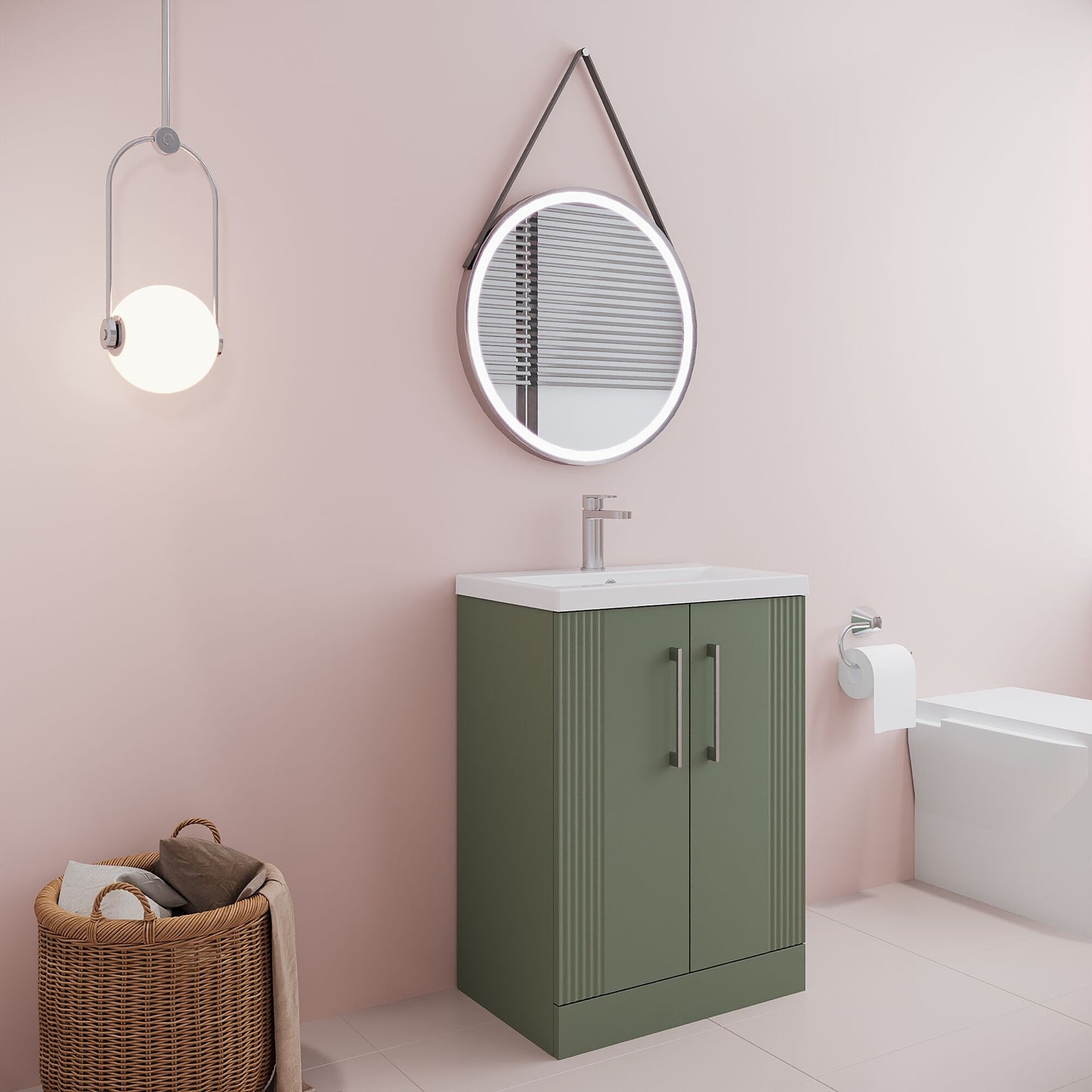 [BFPF825A] Belvide Partial Fluted 2 Door Floor Standing Vanity Unit with Mid-Edge 1 Tap Hole Ceramic Basin - Lifestyle 3
