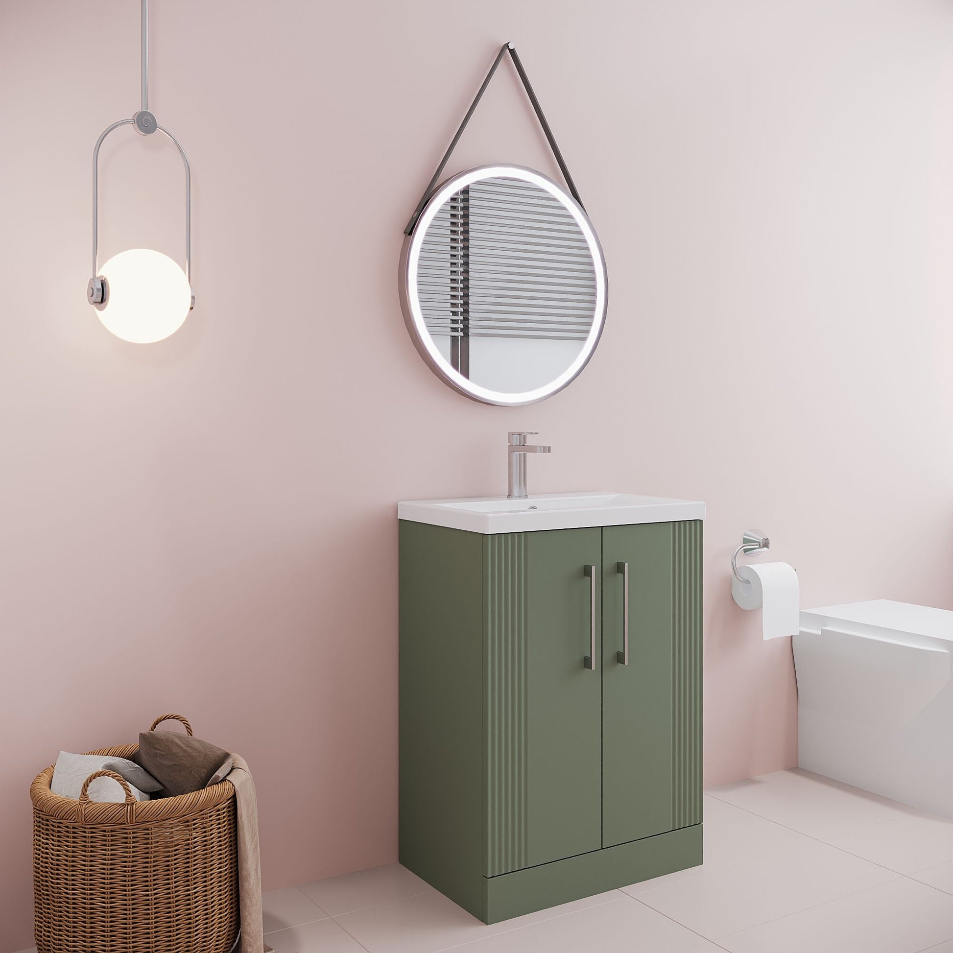[BFPF825A] Belvide Partial Fluted 2 Door Floor Standing Vanity Unit with Mid-Edge 1 Tap Hole Ceramic Basin - Lifestyle 3
