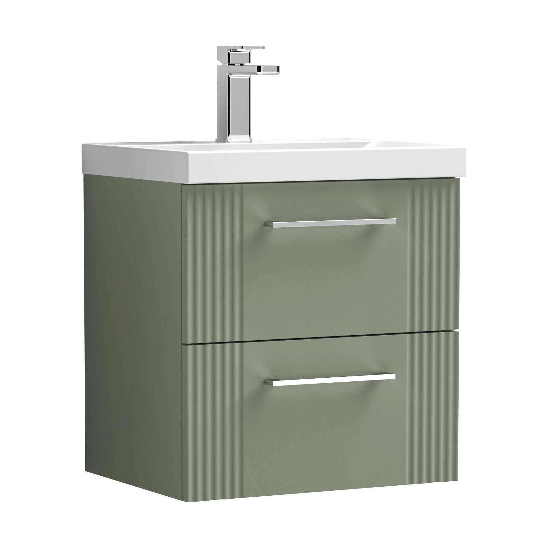 [BFPF892A] Belvide Partial Fluted 2 Drawer Wall Hung Vanity Unit with Mid-Edge 1 Tap Hole Ceramic Basin - Cutout