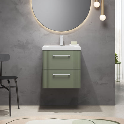 [BFPF892A] Belvide Partial Fluted 2 Drawer Wall Hung Vanity Unit with Mid-Edge 1 Tap Hole Ceramic Basin - Lifestyle 1