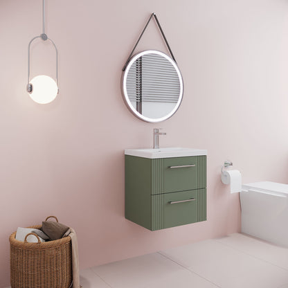 [BFPF892A] Belvide Partial Fluted 2 Drawer Wall Hung Vanity Unit with Mid-Edge 1 Tap Hole Ceramic Basin - Lifestyle 3