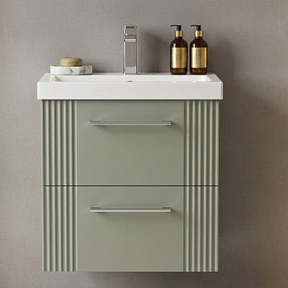 [BFPF892A] Belvide Partial Fluted 2 Drawer Wall Hung Vanity Unit with Mid-Edge 1 Tap Hole Ceramic Basin - Silo
