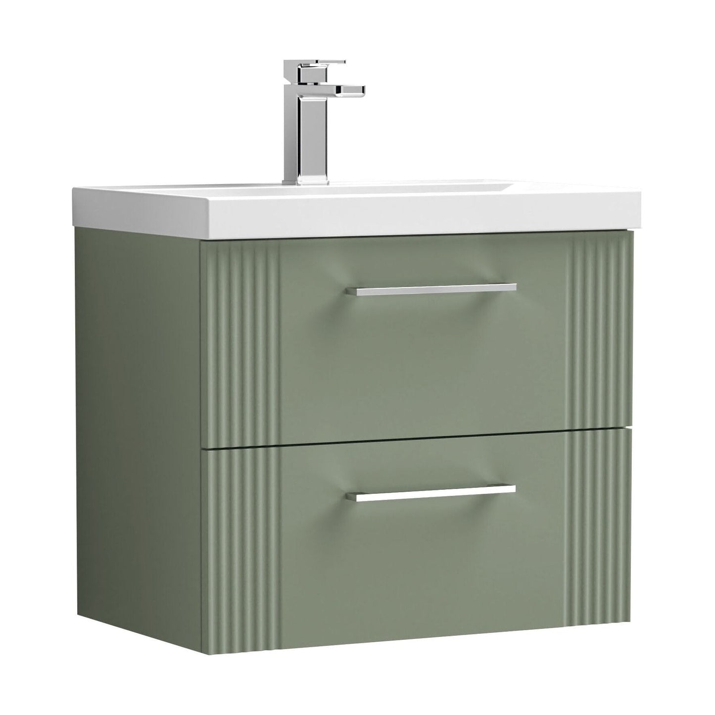 [BFPF893A] Belvide Partial Fluted 2 Drawer Wall Hung Vanity Unit with Mid-Edge 1 Tap Hole Ceramic Basin - Cutout