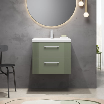 [BFPF893A] Belvide Partial Fluted 2 Drawer Wall Hung Vanity Unit with Mid-Edge 1 Tap Hole Ceramic Basin - Lifestyle 1