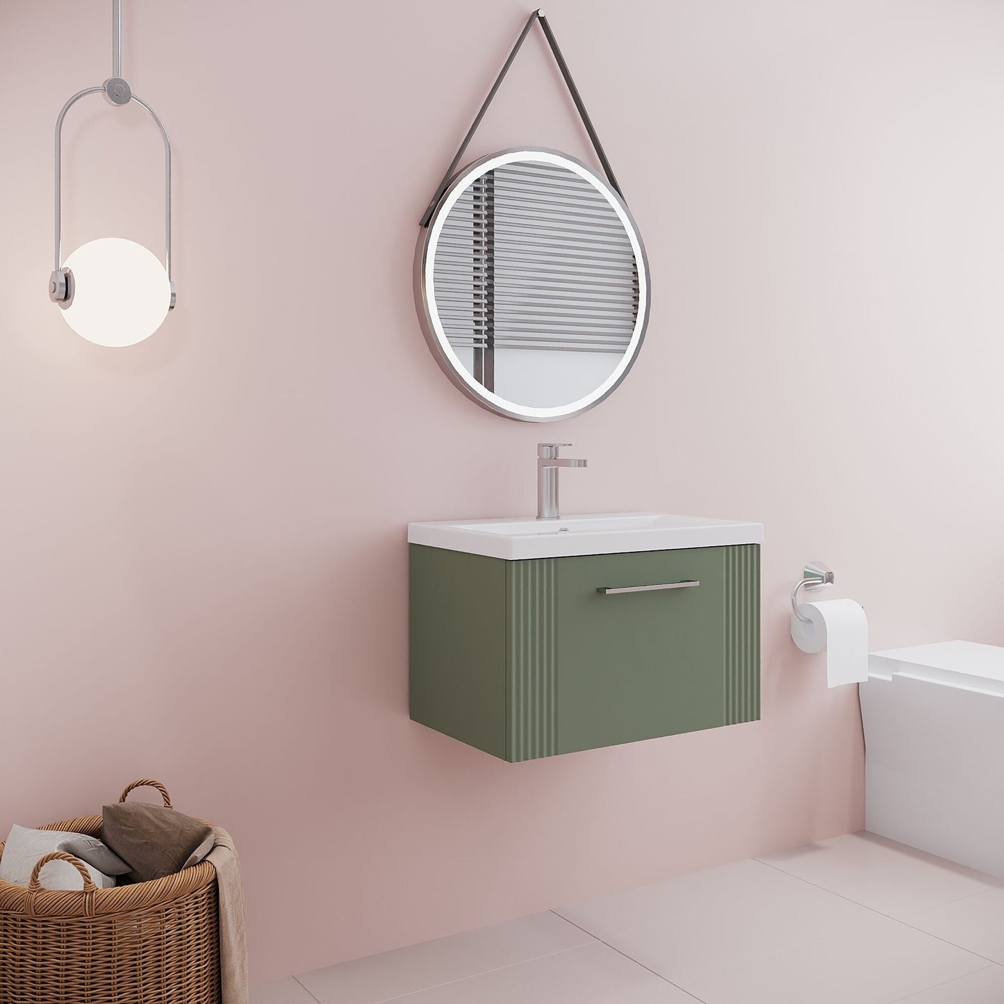 [BFPF894A] Belvide Partial Fluted 1 Drawer Wall Hung Vanity Unit with Mid-Edge 1 Tap Hole Ceramic Basin - Lifestyle 3