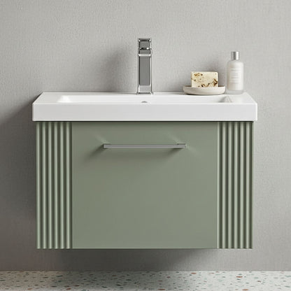 [BFPF894A] Belvide Partial Fluted 1 Drawer Wall Hung Vanity Unit with Mid-Edge 1 Tap Hole Ceramic Basin - Silo