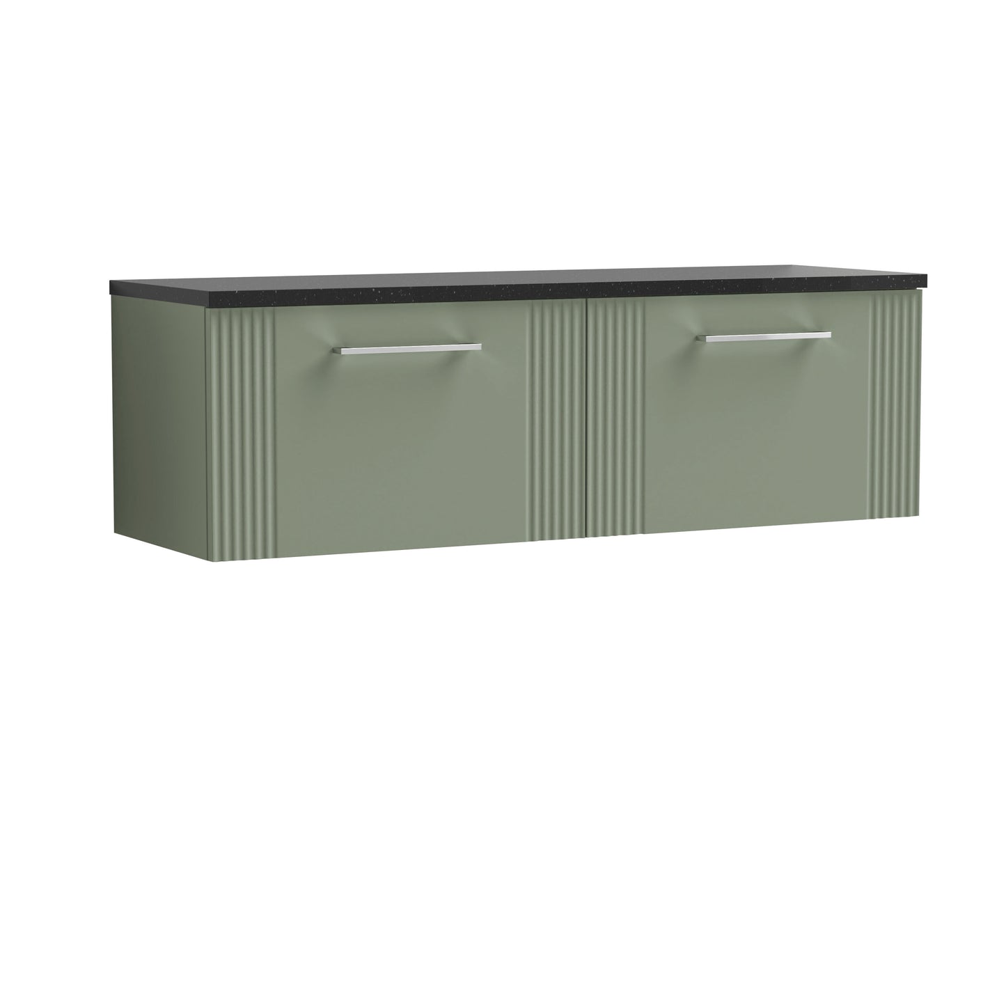 [BFPF894LSB2] Belvide Retro Partial Fluted 1 Drawer Wall Hung Vanity Unit with Sparkling Black Laminate Worktop, Choice of Colour - Cutout