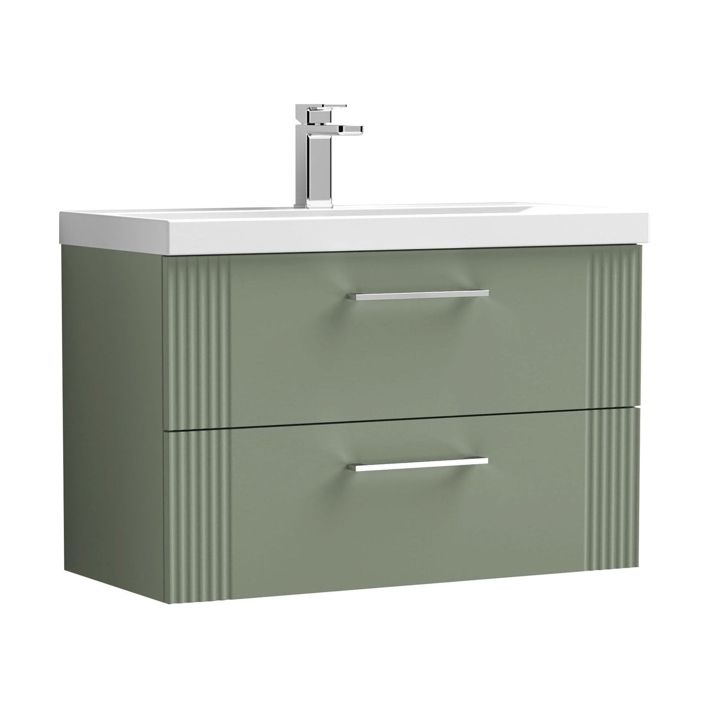 [BFPF895A] Belvide Partial Fluted 2 Drawer Wall Hung Vanity Unit with Mid-Edge 1 Tap Hole Ceramic Basin - Cutout