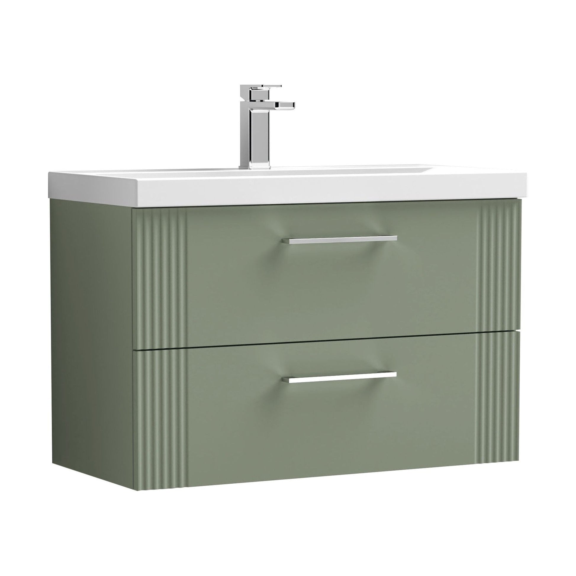 [BFPF895A] Belvide Partial Fluted 2 Drawer Wall Hung Vanity Unit with Mid-Edge 1 Tap Hole Ceramic Basin - Cutout