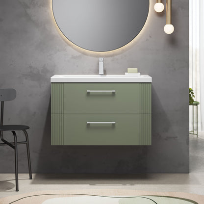 [BFPF895A] Belvide Partial Fluted 2 Drawer Wall Hung Vanity Unit with Mid-Edge 1 Tap Hole Ceramic Basin - Lifestyle 1