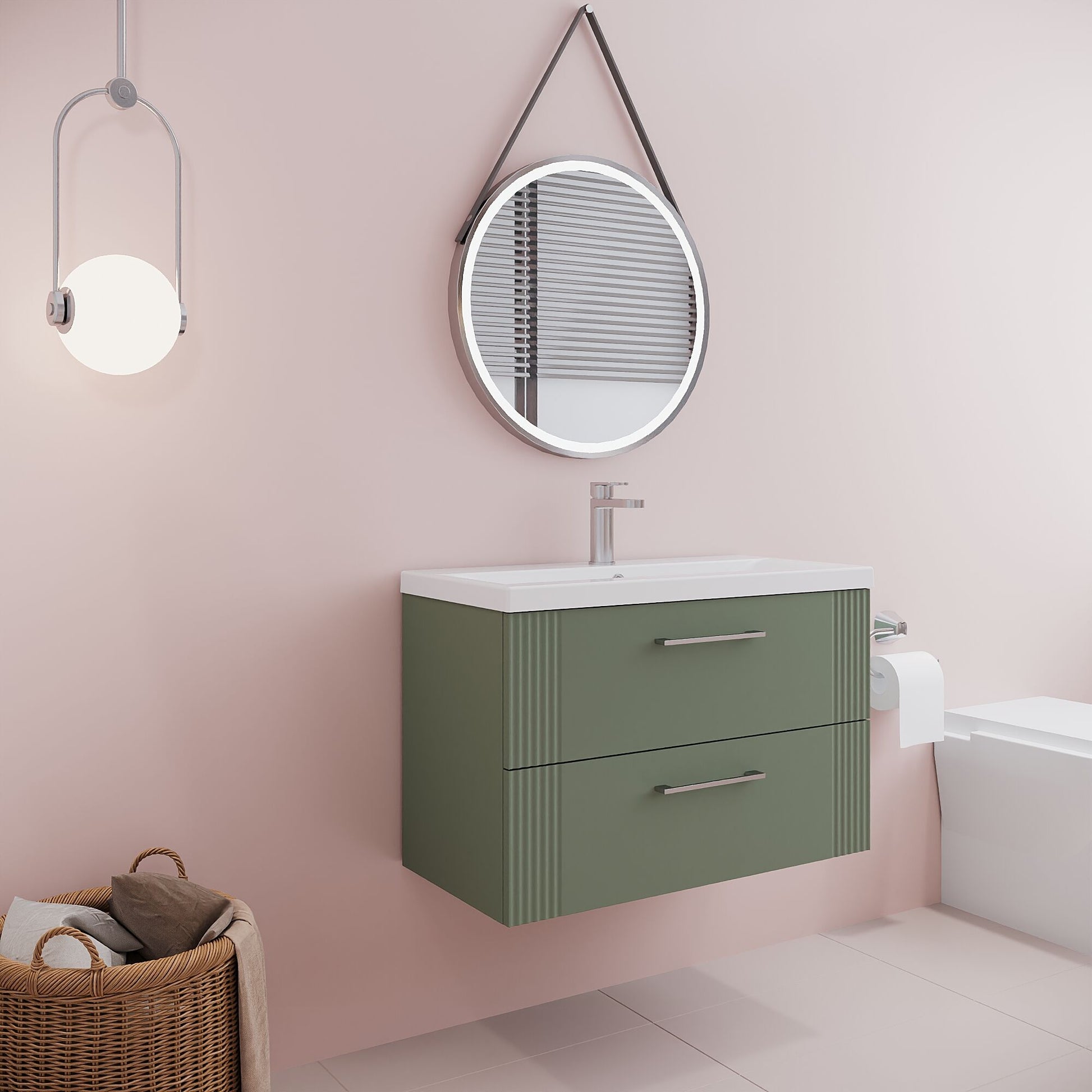 [BFPF895A] Belvide Partial Fluted 2 Drawer Wall Hung Vanity Unit with Mid-Edge 1 Tap Hole Ceramic Basin - Lifestyle 3