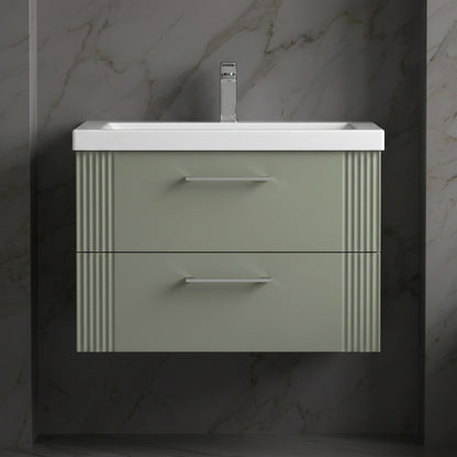 [BFPF895A] Belvide Partial Fluted 2 Drawer Wall Hung Vanity Unit with Mid-Edge 1 Tap Hole Ceramic Basin - Silo