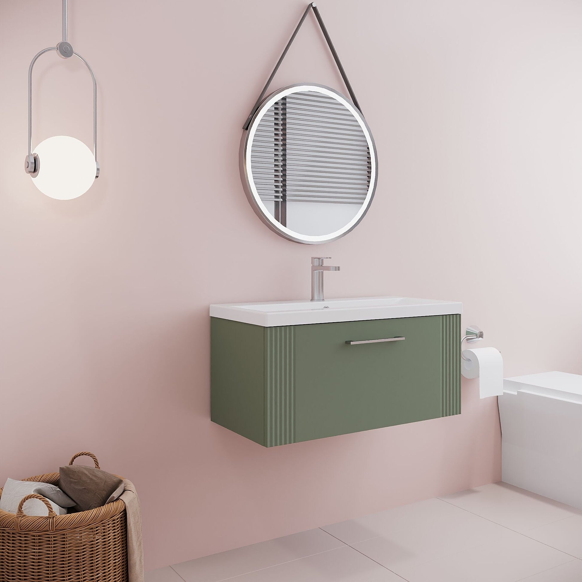 [BFPF896A] Belvide Partial Fluted 1 Drawer Wall Hung Vanity Unit with Mid-Edge 1 Tap Hole Ceramic Basin - Lifestyle 3
