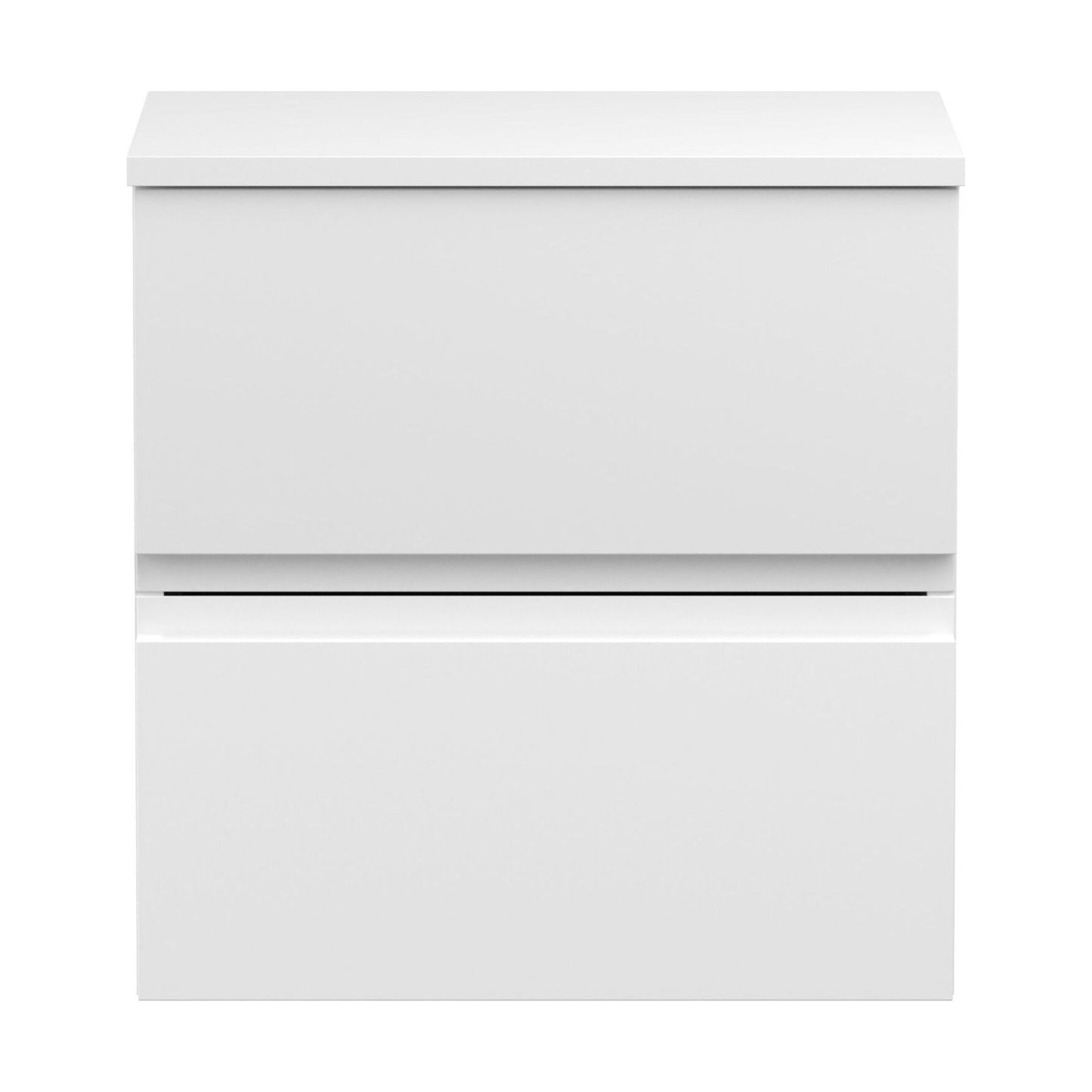 [BFRA102W] Mavesyn Contemporary 2 Drawer Wall Hung Vanity Unit with Worktop, Satin White, 500mm - Cutout