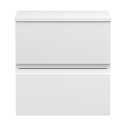 [BFRA102W] Mavesyn Contemporary 2 Drawer Wall Hung Vanity Unit with Worktop, Satin White, 500mm - Cutout