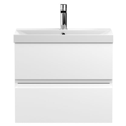 [BFRA104D] Mavesyn Contemporary 2 Drawer Wall Hung Vanity Unit with Thin Edge Basin, Satin White, 600mm - Cutout