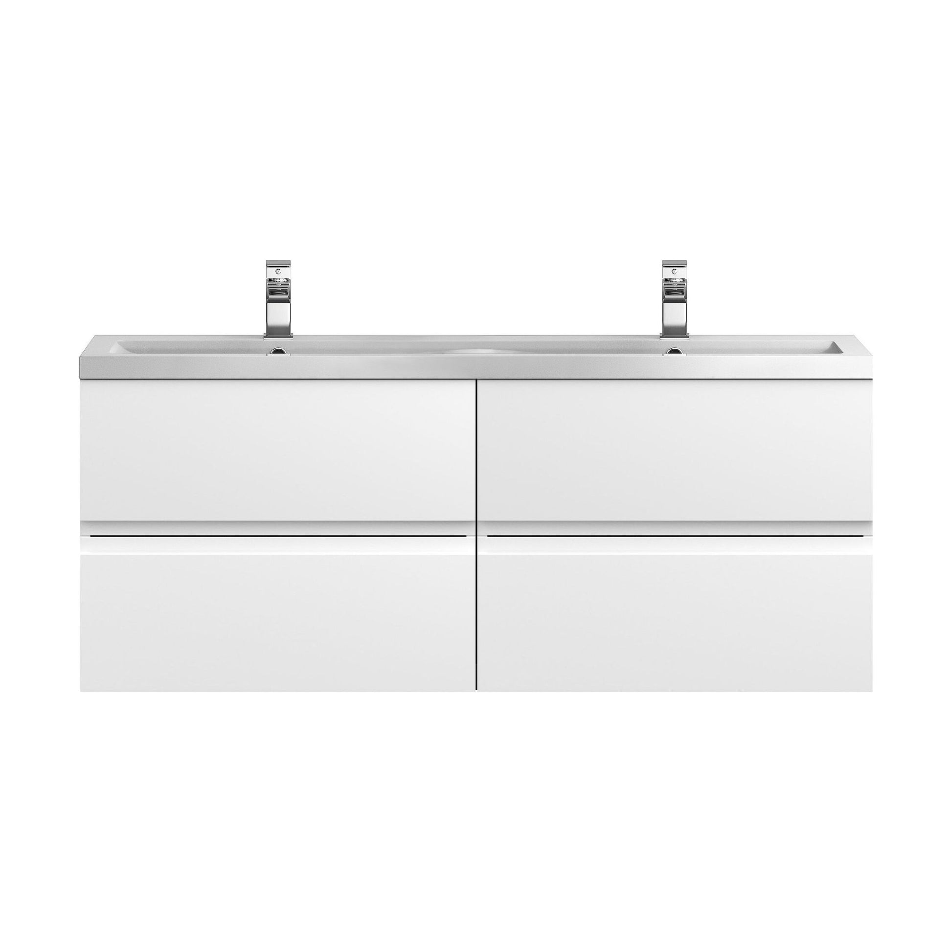[BFRA104F] Mavesyn Contemporary 4 Drawer Wall Hung Vanity Unit with Basin, Satin White, 1200mm - Cutout