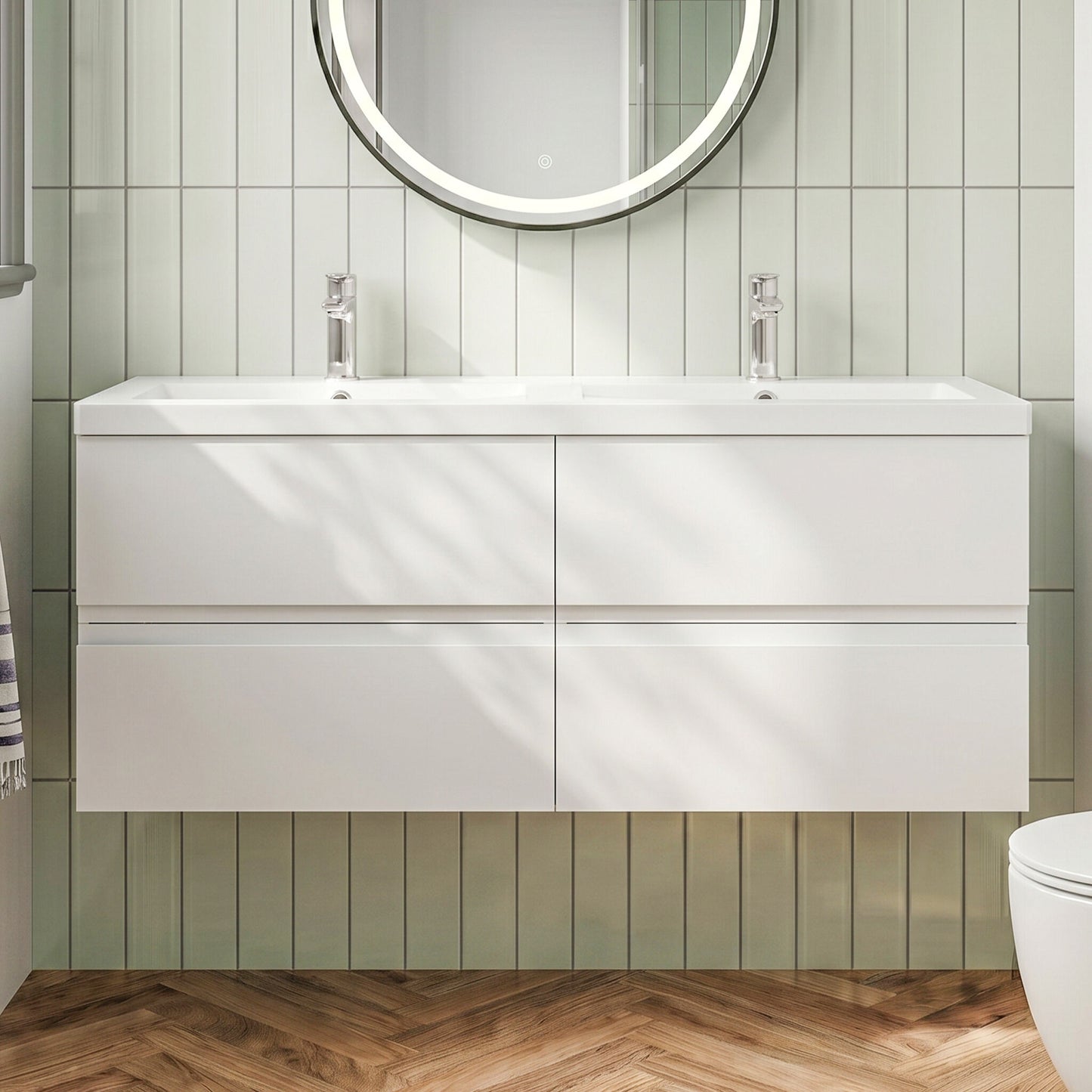 [BFRA104F] Mavesyn Contemporary 4 Drawer Wall Hung Vanity Unit with Basin - Choice of Colour - Silo