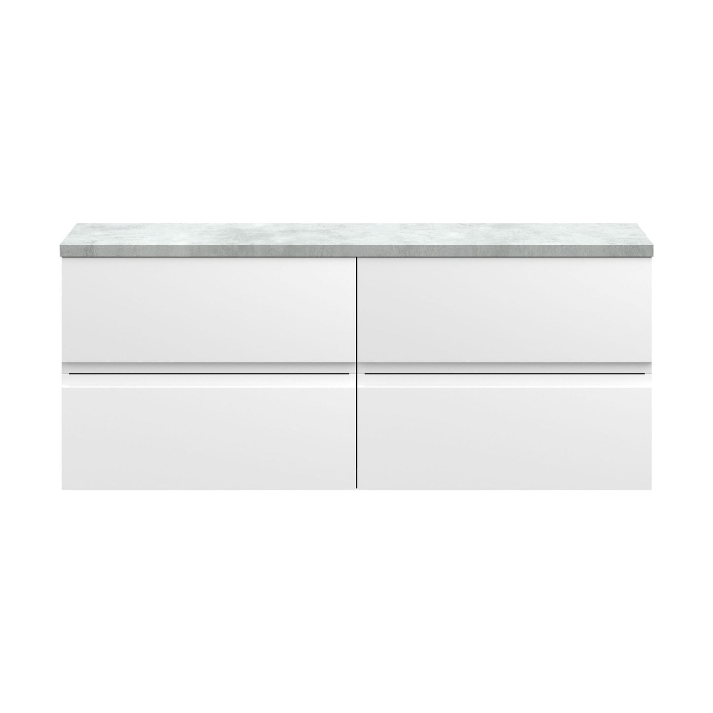 [BFRA104LBG2] Mavesyn Contemporary 4 Drawer Wall Hung Vanity Unit with Laminate Worktop, Satin White, 1200mm - Cutout