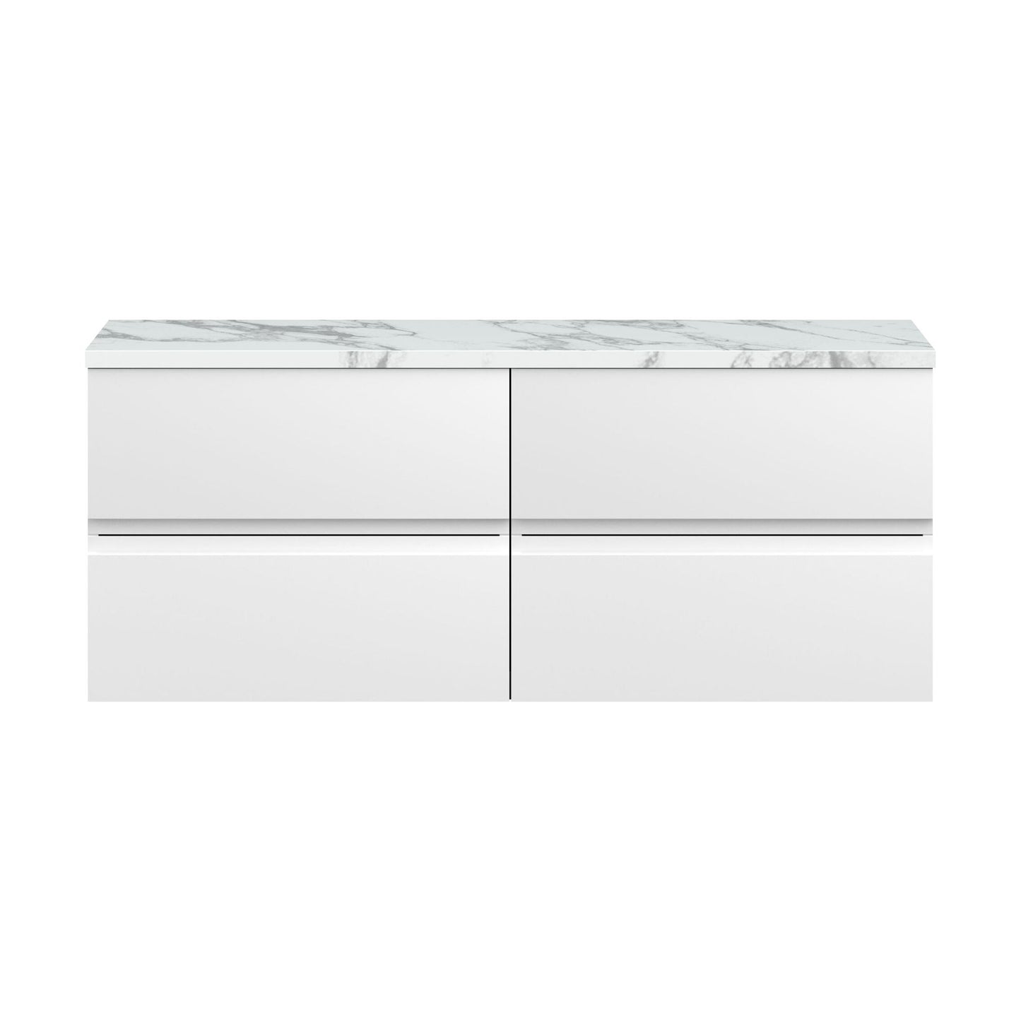 [BFRA104LCM2] Mavesyn Contemporary 4 Drawer Wall Hung Vanity Unit with Laminate Worktop, Satin White, 1205mm - Cutout