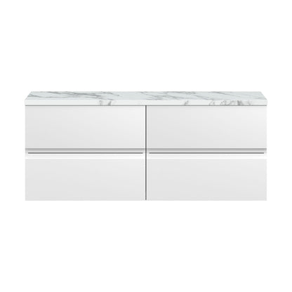[BFRA104LCM2] Mavesyn Contemporary 4 Drawer Wall Hung Vanity Unit with Laminate Worktop, Satin White, 1205mm - Cutout
