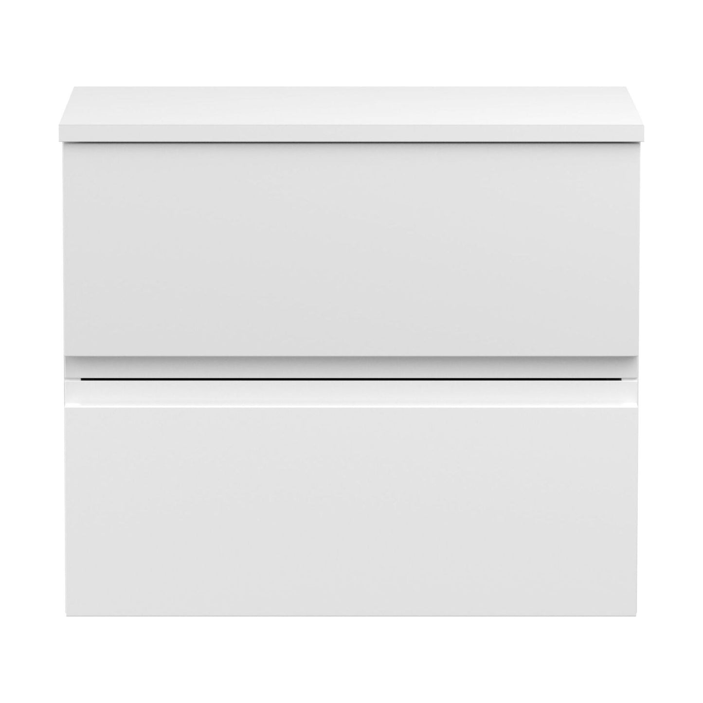 [BFRA104W] Mavesyn Contemporary 2 Drawer Wall Hung Vanity Unit with Worktop, Satin White, 600mm - Cutout