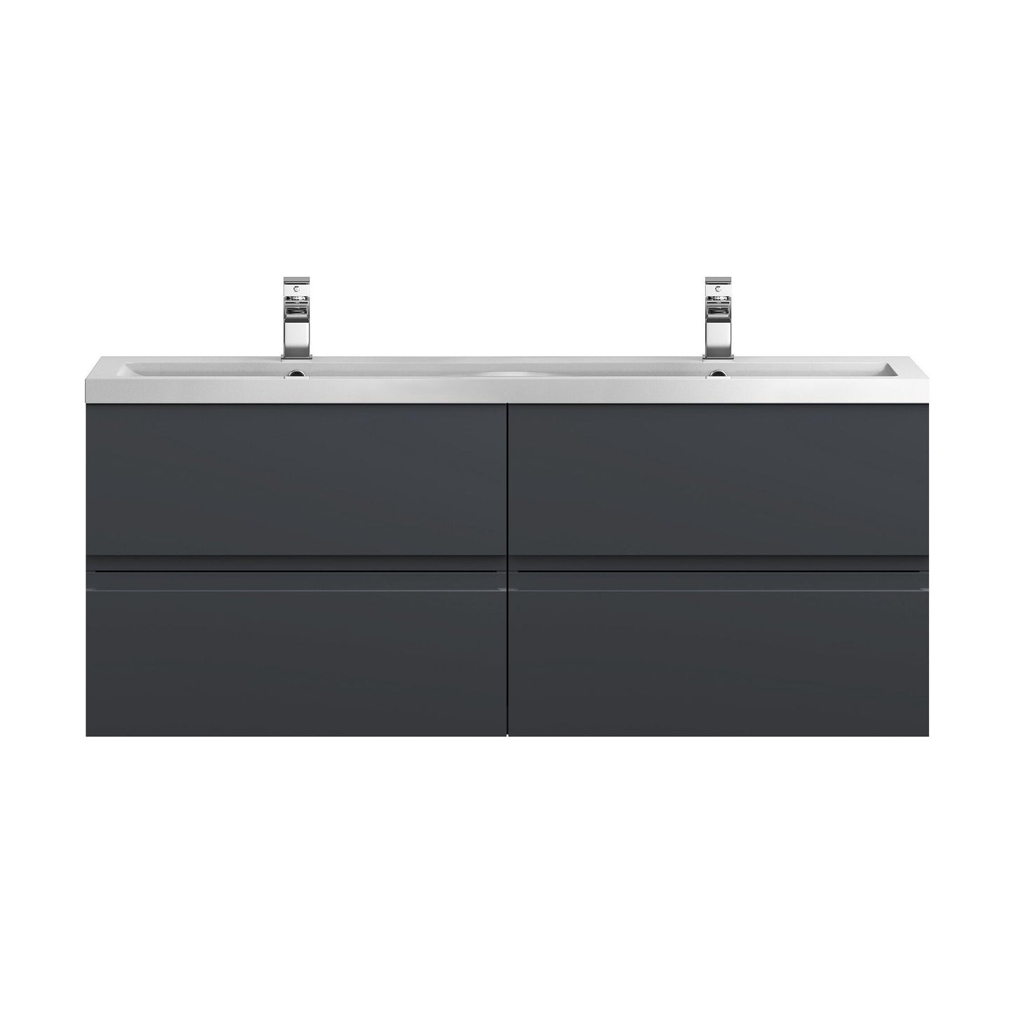 [BFRA1404F] Mavesyn Contemporary 4 Drawer Wall Hung Vanity Unit with Basin, Dark Grey, 1200mm - Cutout