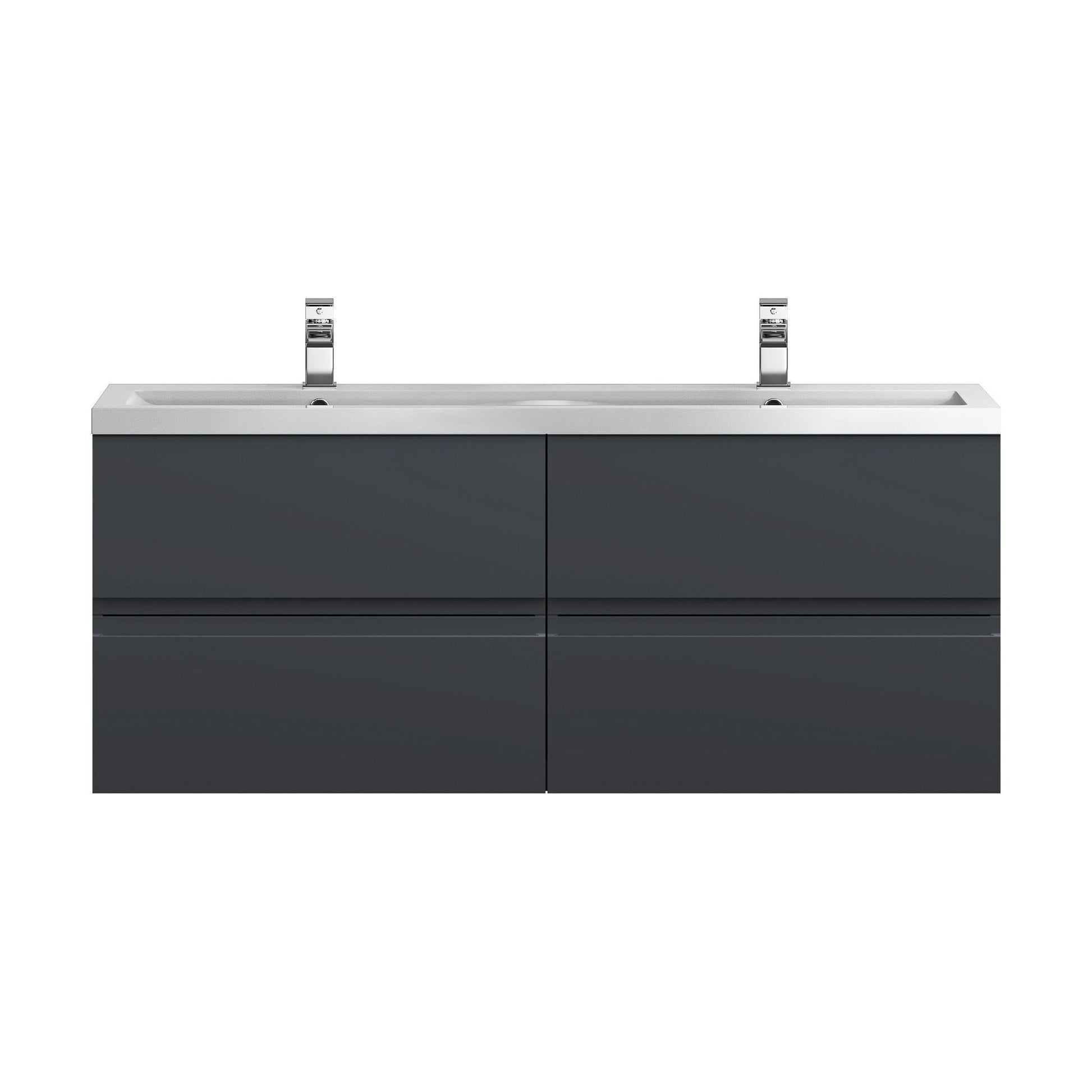 [BFRA1404F] Mavesyn Contemporary 4 Drawer Wall Hung Vanity Unit with Basin, Dark Grey, 1200mm - Cutout