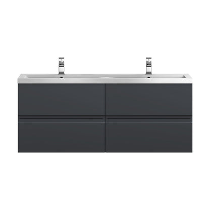 [BFRA1404F] Mavesyn Contemporary 4 Drawer Wall Hung Vanity Unit with Basin, Dark Grey, 1200mm - Cutout