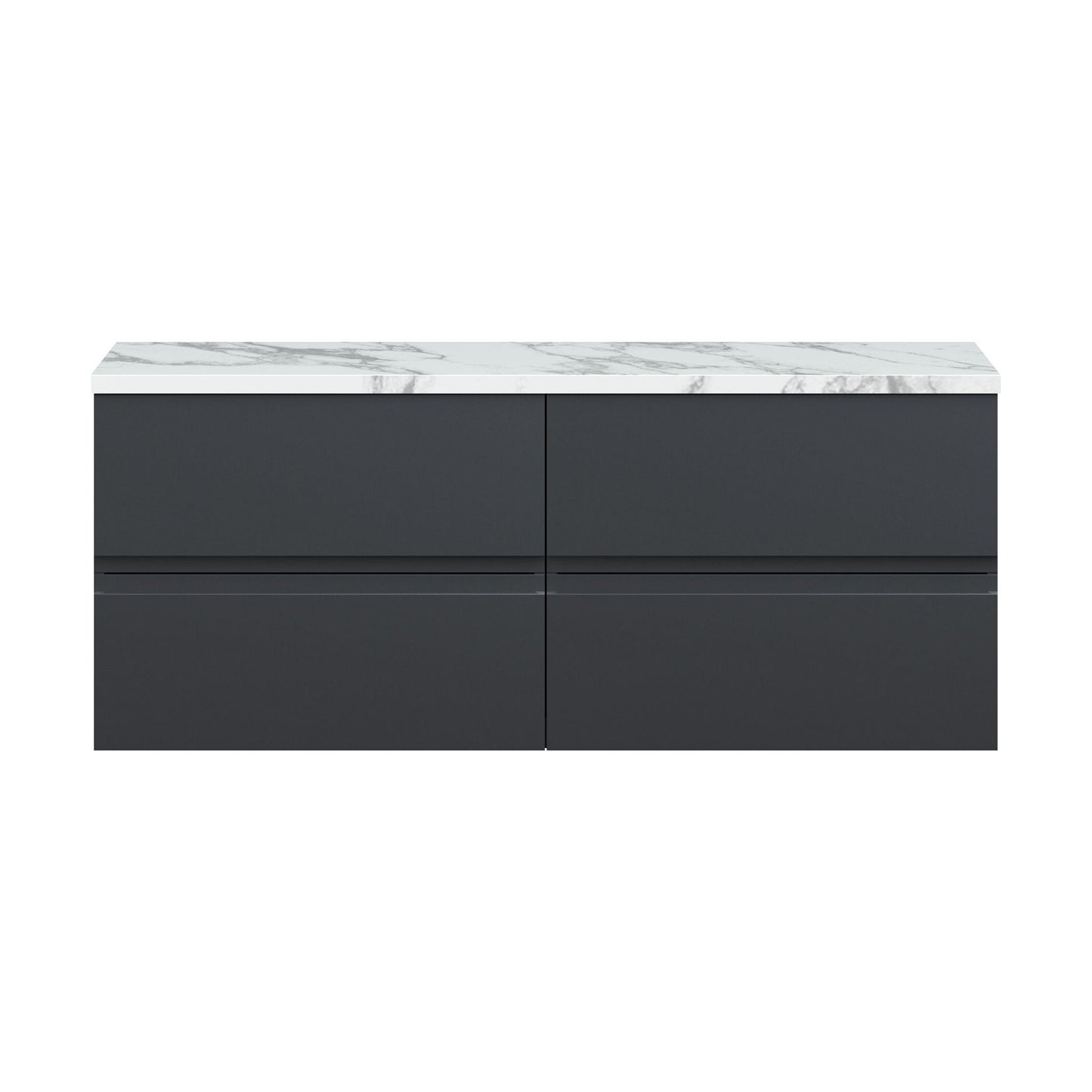 [BFRA1404LCM2] Mavesyn Contemporary 4 Drawer Wall Hung Vanity Unit with Laminate Worktop, Dark Grey, 1200mm - Cutout