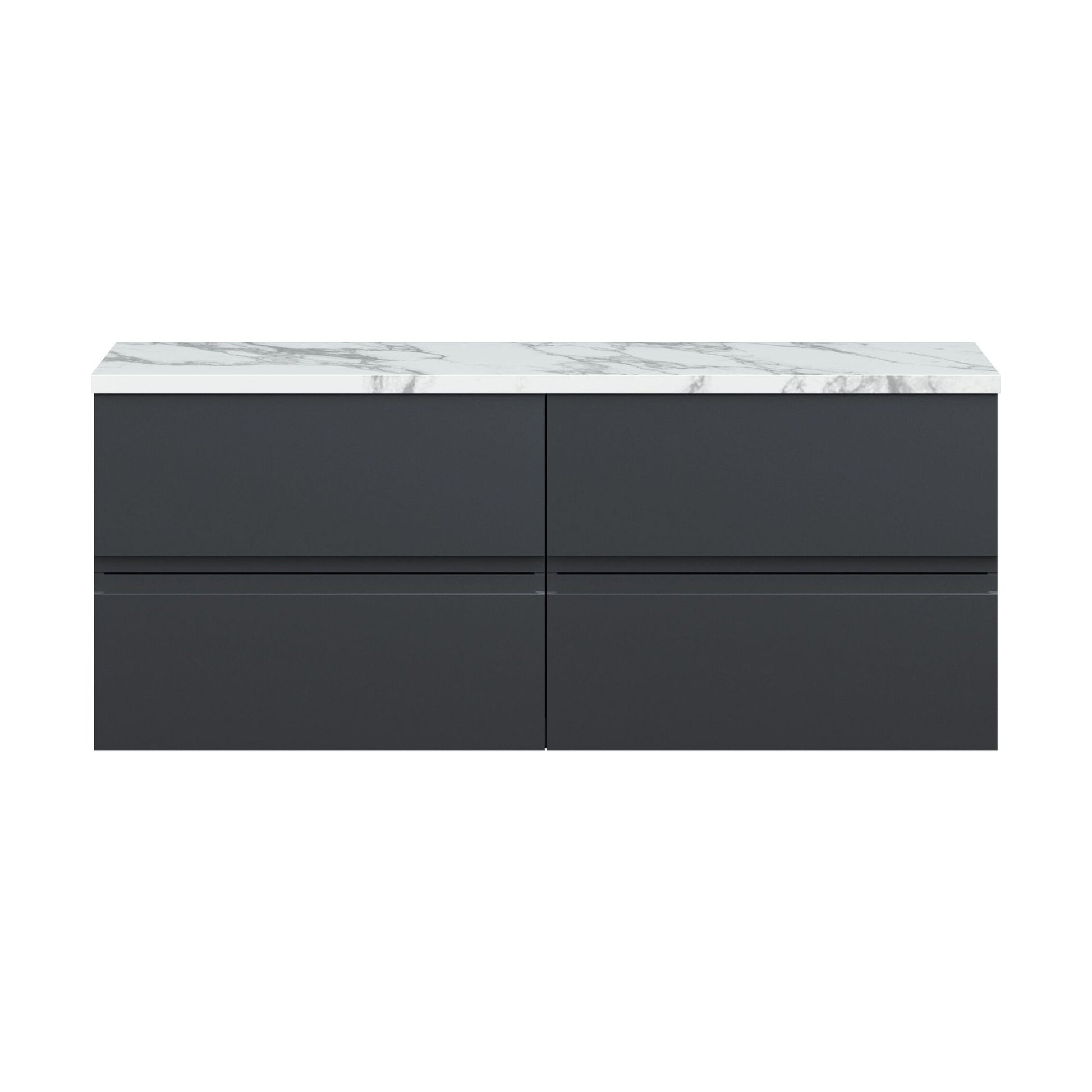 [BFRA1404LCM2] Mavesyn Contemporary 4 Drawer Wall Hung Vanity Unit with Laminate Worktop, Dark Grey, 1200mm - Cutout