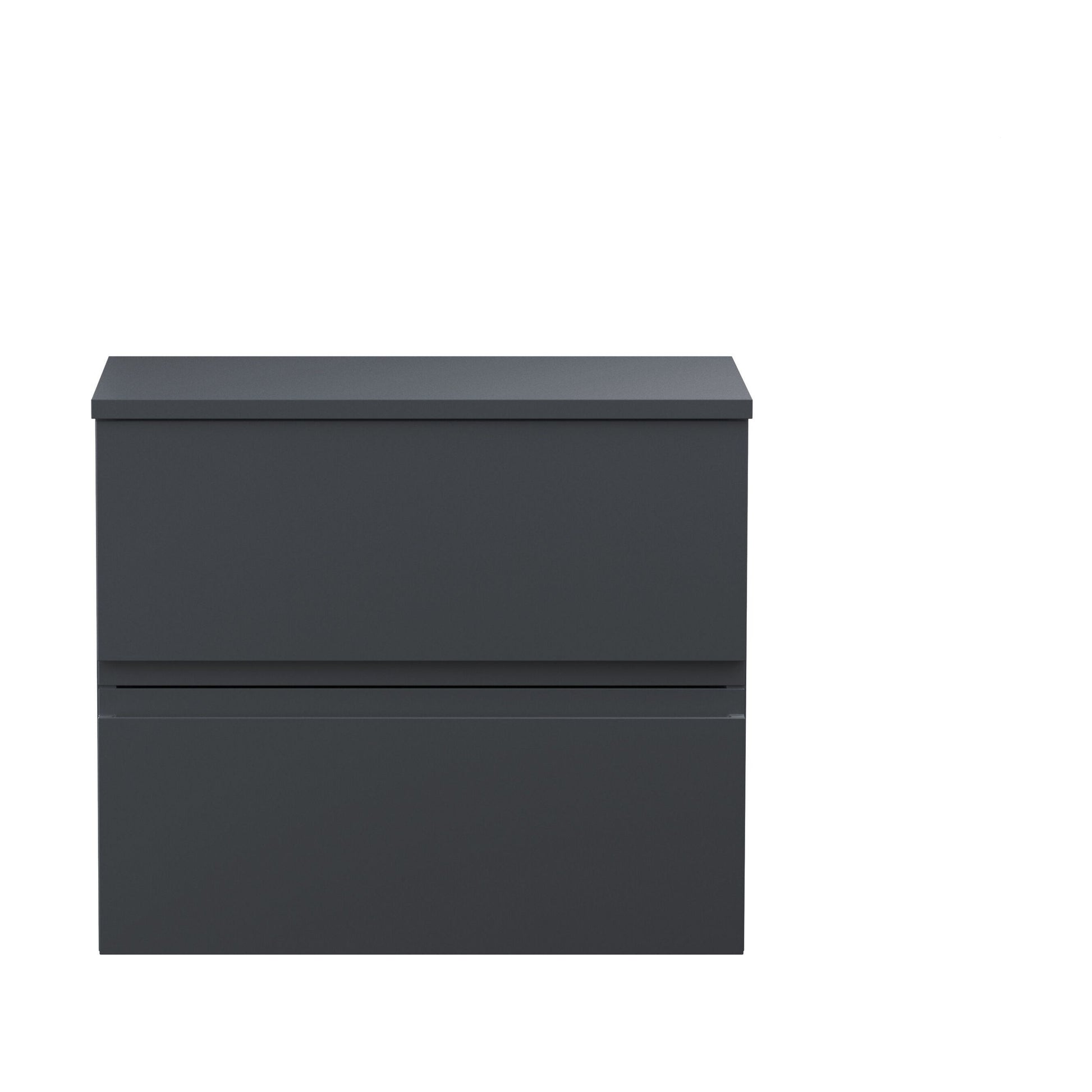 [BFRA1404W] Mavesyn Contemporary 2 Drawer Wall Hung Vanity Unit with Worktop, Dark Grey, 600mm - Cutout