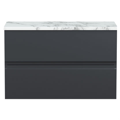 [BFRA1406LCM] Mavesyn Contemporary 2 Drawer Wall Hung Vanity Unit with Laminate Worktop, Dark Grey, 800mm - Cutout