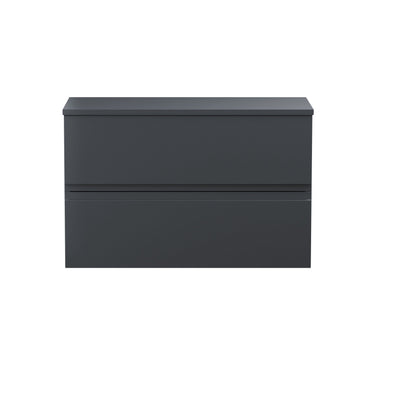 [BFRA1406W] Mavesyn Contemporary 2 Drawer Wall Hung Vanity Unit with Worktop, Dark Grey, 800mm - Cutout