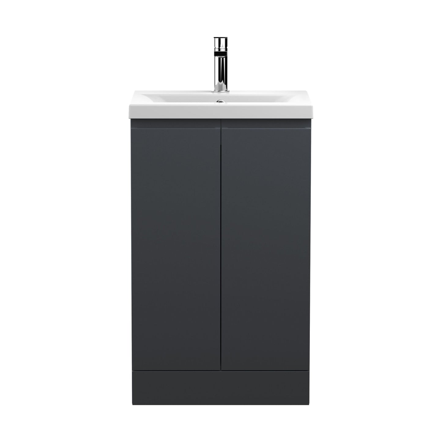 [BFRA1407A] Mavesyn Contemporary 2 Door Floor Standing Vanity Unit with Mid-Edge Basin, Dark Grey, 500mm - Cutout