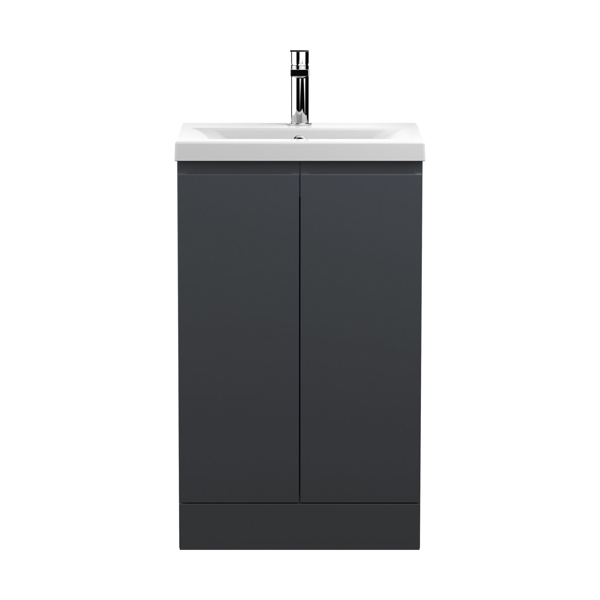 [BFRA1407A] Mavesyn Contemporary 2 Door Floor Standing Vanity Unit with Mid-Edge Basin, Dark Grey, 500mm - Cutout