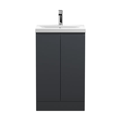 [BFRA1407A] Mavesyn Contemporary 2 Door Floor Standing Vanity Unit with Mid-Edge Basin, Dark Grey, 500mm - Cutout