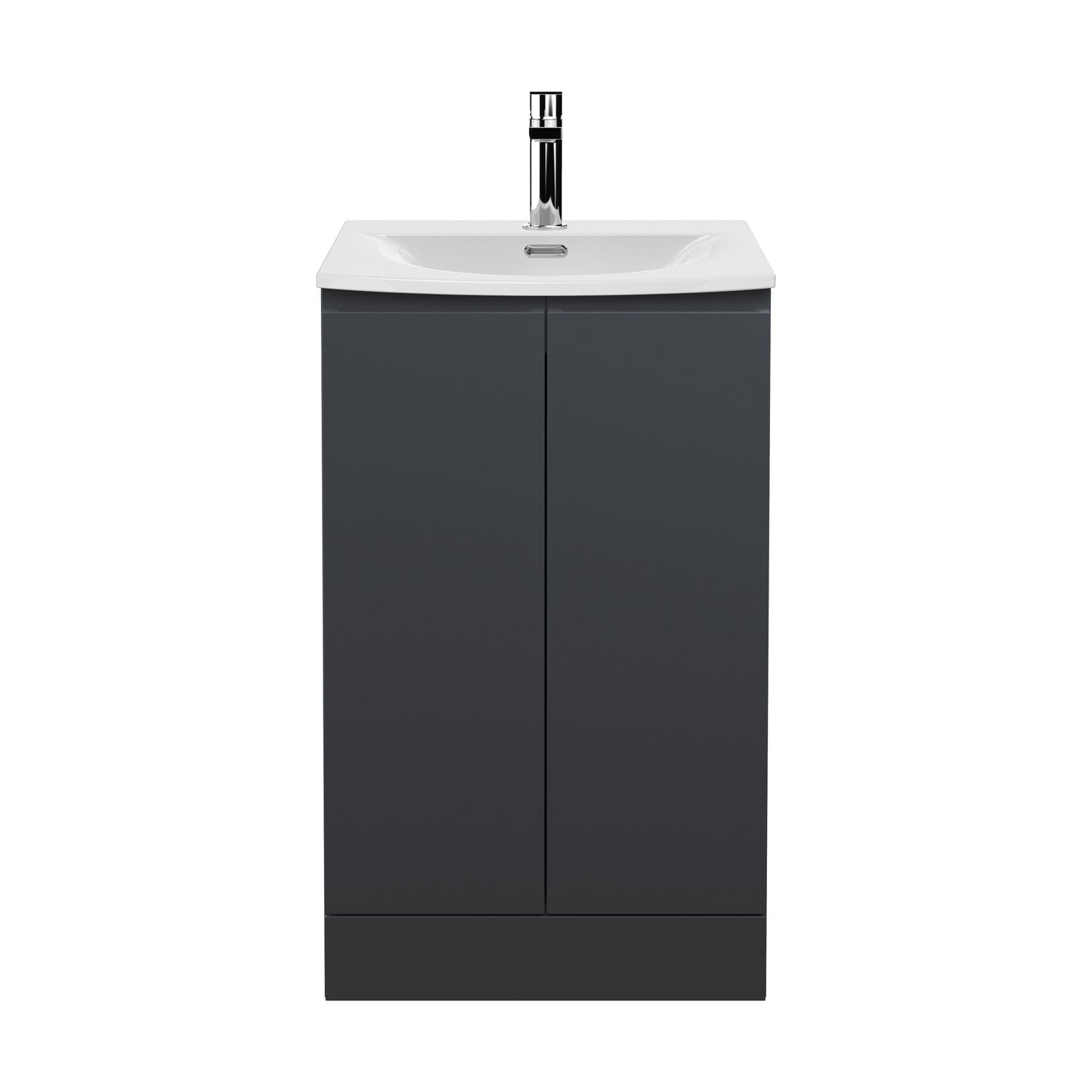 [BFRA1407G] Mavesyn Contemporary 2 Door Floor Standing Vanity Unit with Curved Basin, Dark Grey, 500mm - Cutout