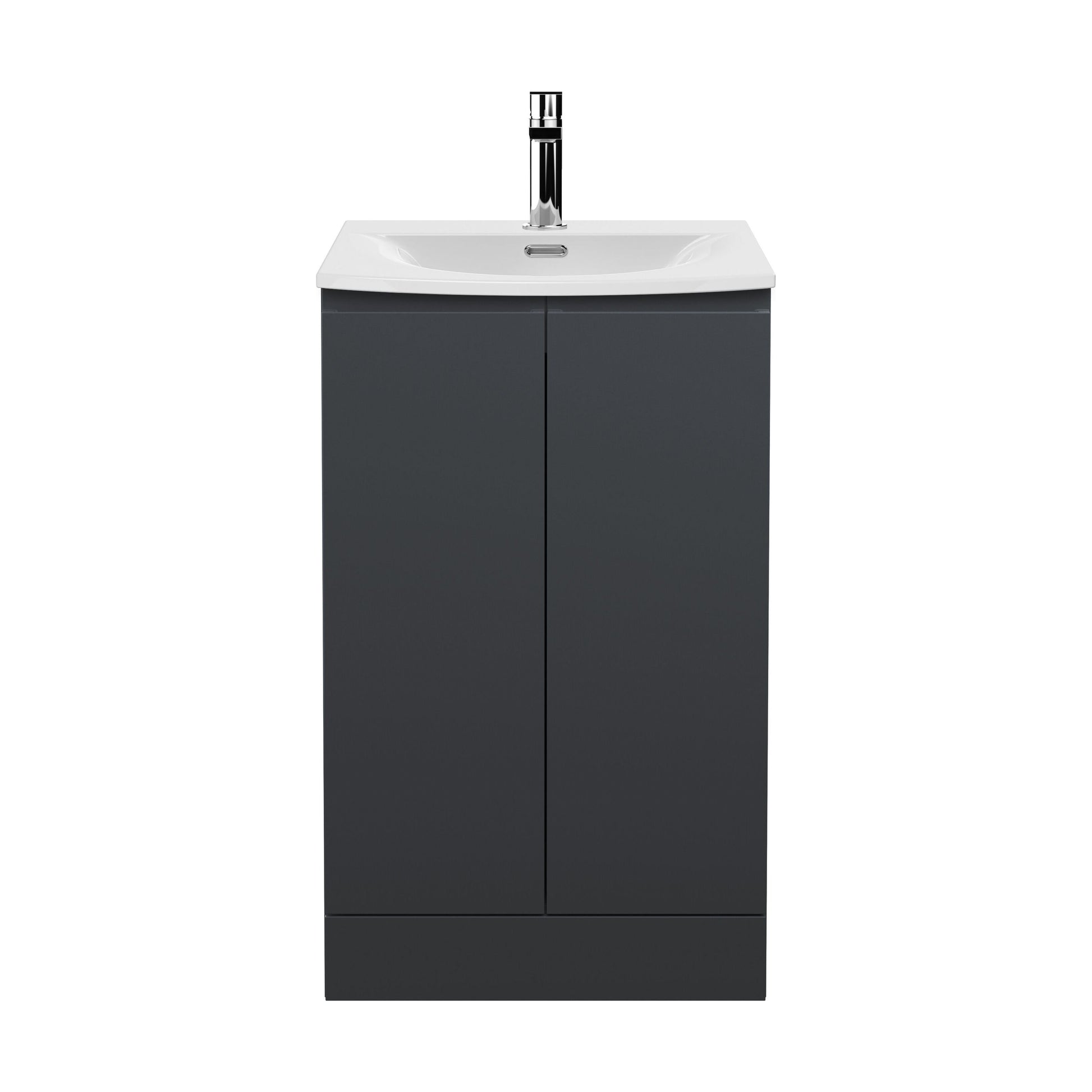 [BFRA1407G] Mavesyn Contemporary 2 Door Floor Standing Vanity Unit with Curved Basin, Dark Grey, 500mm - Cutout