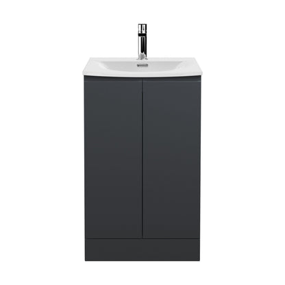 [BFRA1407G] Mavesyn Contemporary 2 Door Floor Standing Vanity Unit with Curved Basin, Dark Grey, 500mm - Cutout