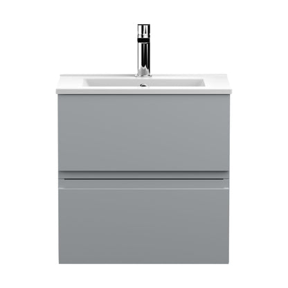 [BFRA202B] Mavesyn Contemporary 2 Drawer Wall Hung Vanity Unit with Minimalist Basin, Satin Grey, 500mm - Cutout