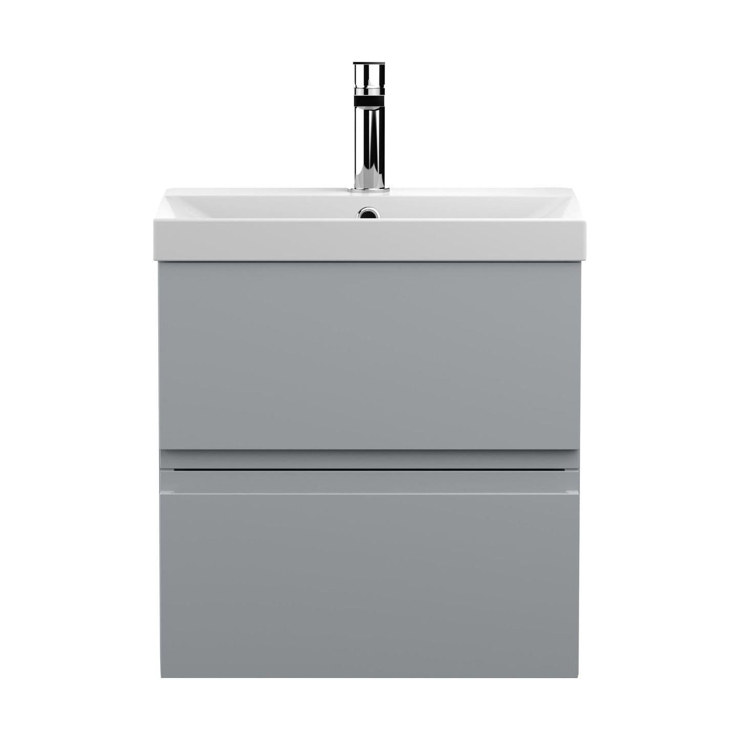 [BFRA202D] Mavesyn Contemporary 2 Drawer Wall Hung Vanity Unit with Thin Edge Basin, Satin Grey, 500mm - Cutout