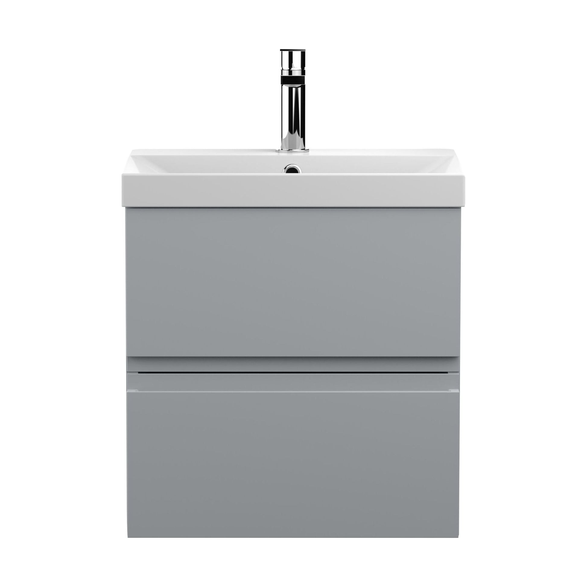 [BFRA202D] Mavesyn Contemporary 2 Drawer Wall Hung Vanity Unit with Thin Edge Basin, Satin Grey, 500mm - Cutout