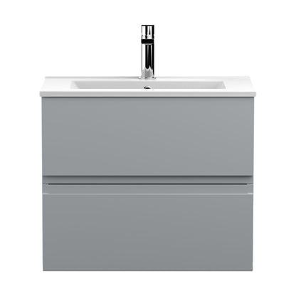 [BFRA204B] Mavesyn Contemporary 2 Drawer Wall Hung Vanity Unit with Minimalist Basin, Satin Grey, 600mm - Cutout